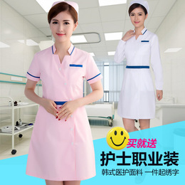 韩国医院短袖护士服美容院医疗牙科诊所白大褂药店药房实验工作服
