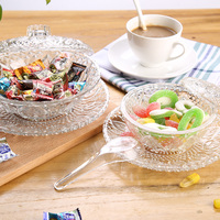 日式创意刻花纯色无铅玻璃水果蔬菜沙拉泡面带盖碗厂家直销 特价