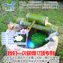 简易居家鱼缸竹子流水器设计订做户外石槽石钵竹筒流水喷泉摆件