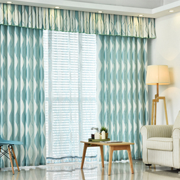 简约现代绒面质感遮光布隔热成品卧室客厅遮阳布条纹定制飘窗窗帘