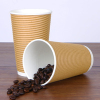 宝丰厂家直销一次性加厚高质量牛皮纸瓦楞杯防烫隔热咖啡奶茶纸杯