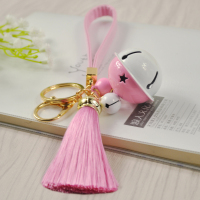 韩国冰丝流苏铃铛小挂件汽车钥匙扣女可爱创意书包包挂饰品钥匙绳