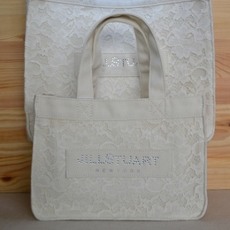 日本新款蕾丝手提包进口帆布环保袋大容量手提购物袋便携收纳女包