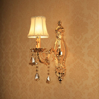 客厅背景墙欧式水晶壁灯 卧室床头单头蜡烛壁灯 过道金色壁灯
