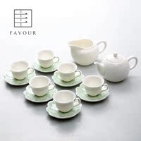 丰阁家居 德化玉瓷白瓷14头荷塘秋韵功夫茶具套装红茶绿茶茶具