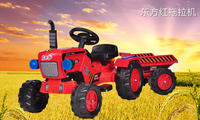 2015新款大型电动儿童玩具东方红拖拉机带拖斗灯光音乐四轮工程车