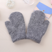 新品儿童冬季保暖手套羊毛双层加厚纯色男童女童DIY手套5色可选爆