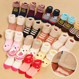 新生儿袜子秋冬毛圈加厚6-12个月宝宝袜子0-3个月婴儿袜子纯棉