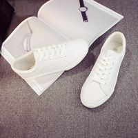 同款平底白色板鞋女韩版系带common小白鞋秋季皮面帆布鞋休闲球鞋