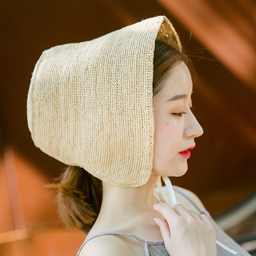 日本设计师款古典优雅萝莉草帽出游海边遮阳拉菲草帽女日系遮阳帽