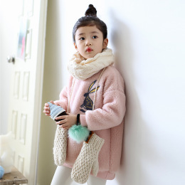 韩版童装外套2016冬季爆款女童羊羔绒外套长袖中大童保暖上衣亲子