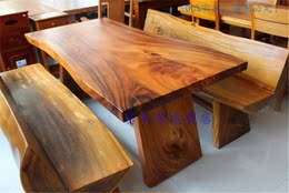 不规则边全实木餐桌茶桌 原木大板电脑桌办公桌书桌
