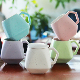 定制LOGO马克杯带盖勺创意杯子陶瓷杯简约个性水杯咖啡杯瓷牛奶杯