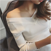 春秋季外穿性感打底衫韩版女士短款上衣服女长袖修身t恤针织小衫