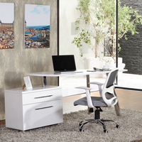 异形电脑桌台式现代简约家用白色烤漆旋转转角书桌叶形创意办公桌