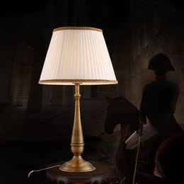 美式铜台灯卧室床头灯欧式台灯创意时尚美式书房台灯全铜卧室台灯