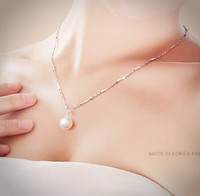 纯银s925项链 天然珍珠吊坠锁骨链女 细银链女士单颗珍珠链送妈妈