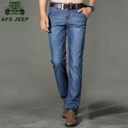 AFS/JEEP战地吉普青年直筒男士牛仔裤商务男装青年修身长裤春季薄