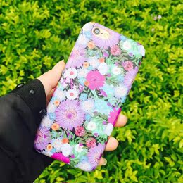 秀智同款iphone6s手机壳苹果6splus紫色花朵TPU全包边保护套软壳