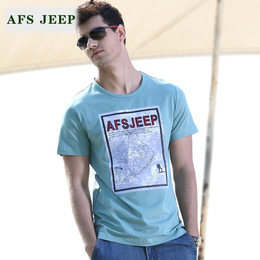 AFS JEEP宽松V领短袖T恤男夏季新款战地吉普体恤衫大码正品打底衫