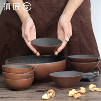滇匠云南建水紫陶碗手工传统中式无釉紫砂饭碗家用简约陶瓷吃饭碗