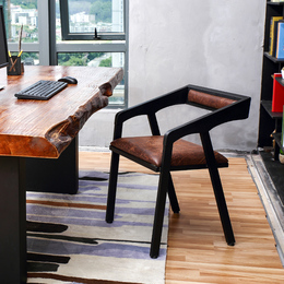 美式实木北欧餐椅咖啡椅电脑椅铁艺办公椅酒店餐桌椅实木餐椅
