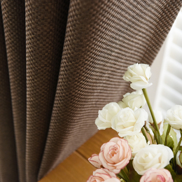 简约现代纯色棉麻格子遮光窗帘编织纹遮光布料定制窗帘高性价比