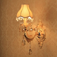 单头鱼水晶壁灯 客厅金色欧式蜡烛壁灯 过道 走廊壁灯卧室壁灯