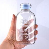 韩国版Pongdang 大容量玻璃杯 透明水杯子学生耐热水瓶1L/500ml