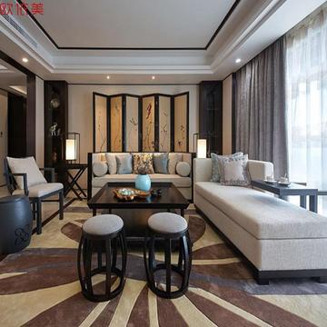 新中式简约沙发实木布艺沙发样板房售楼处沙发小户型客厅沙发组合
