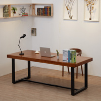 美式复古实木电脑桌台式家用学习桌写字台简易双人书桌职员办公桌