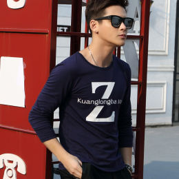 秋季男士长袖T恤圆领韩版修身薄款打底衫学生衣青少年男长袖T桖潮