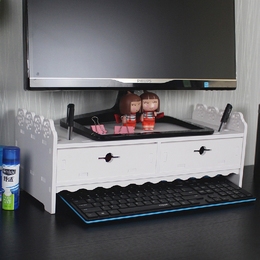 液晶电脑显示器增高架双抽屉笔记本电脑双层办公桌面托架底座支架