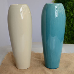 白色蓝色陶瓷落地高花瓶摆件 客厅现代简约插花欧式装饰大瓷器