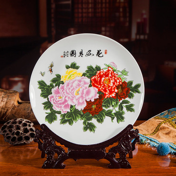 陶瓷装饰盘子摆盘欧式家居客厅彩绘挂盘摆件创意玄关观赏桌面坐盘