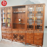 团花中式书柜书橱六门组合书柜中式实木家具家具设计定制明清古典