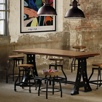 欧式实木桌椅子铁艺长方形桌复古组合西餐厅高档桌子时尚餐桌子