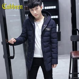卡宾冬季新款男士棉衣韩版修身中长款连帽棉袄青年棉服外套潮男装