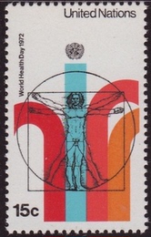 联合国(纽约)1972年邮票 世界健康日-达芬奇画 绘画 1全 原胶全品