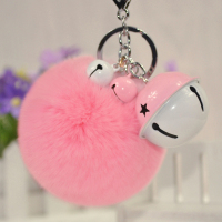獭兔毛球小铃铛挂件汽车钥匙扣圈环韩国可爱女毛绒球书包包挂饰品