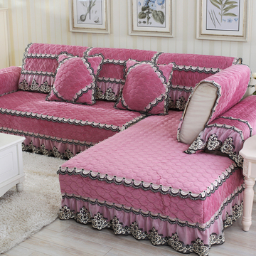 【天天特价】欧式高档冬季毛绒沙发垫布艺纯色坐垫加厚客厅沙发套