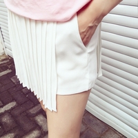 女装夏装2016新款白色宽松中长款百褶裙韩版不规则休闲半身裙短裙