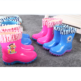 可爱卡通儿童雨鞋宝宝防水保暖雨靴中筒加绒男童水鞋女童防滑胶鞋