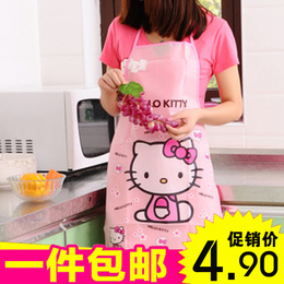 卡通围裙hello kitty凯蒂猫围裙 厨房做饭围裙PE材质防水防油防污