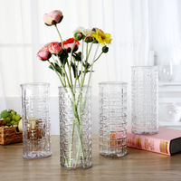 圆桶形花瓶玻璃透明客厅插花摆件富贵竹百合落地花瓶水培花器大号