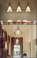 北欧现代简约餐厅吊灯创意三头loft吊灯艺术钻石铁艺吧台个性灯饰