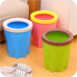 带压圈创意垃圾桶家用客厅卫生间厨房办公室无盖塑料垃圾筒收纳桶
