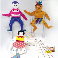 有趣关节人偶儿童涂色幼儿园手工表演人偶益智组装玩具 绘画玩具