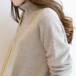 2016秋冬季新款高领羊绒衫女装套头加厚宽松毛衣针织打底衫纯色短