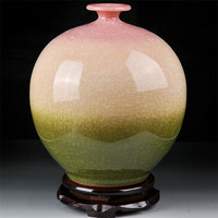 景德镇陶瓷器鸿运当头三色釉个性花瓶客厅书房装饰家居摆件工艺品